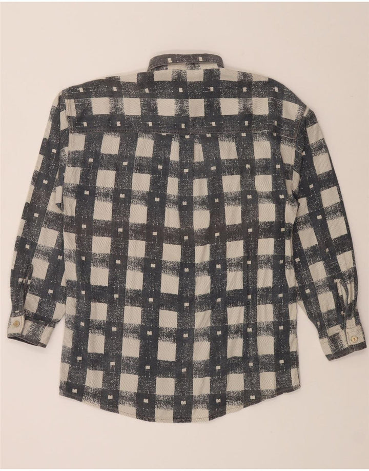 VINTAGE Mens Flannel Shirt Medium Grey Check Cotton Vintage Vintage and Second-Hand Vintage from Messina Hembry 