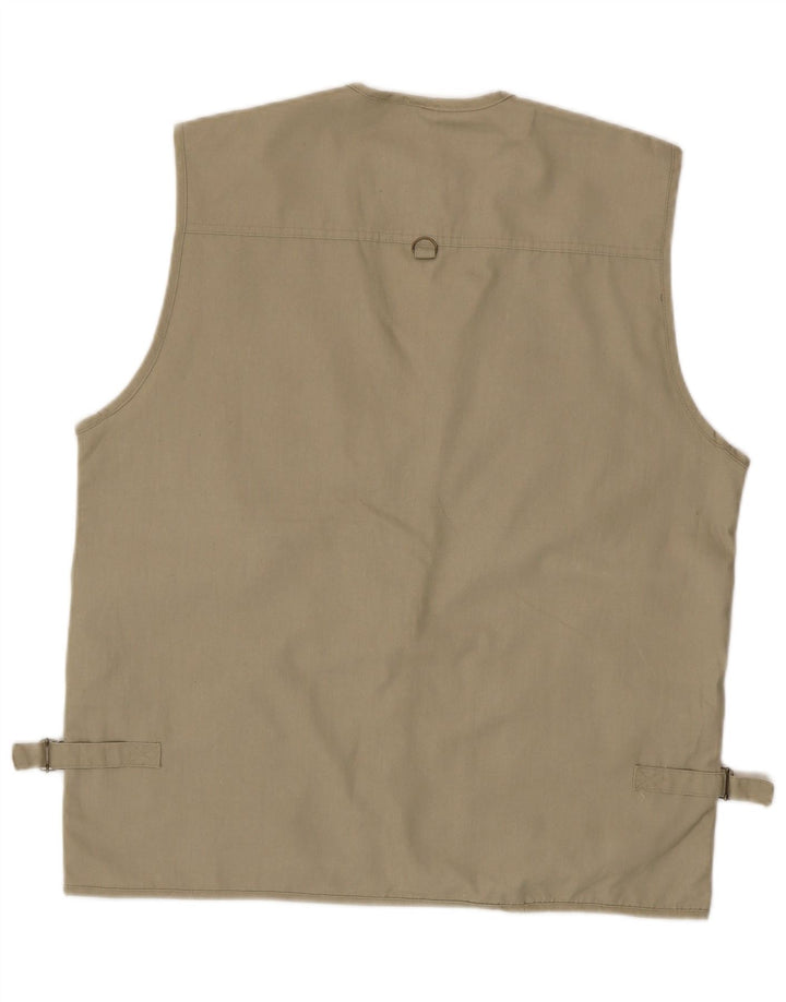 Vintage Mens Utility Gilet UK 42 XL Beige Polyester