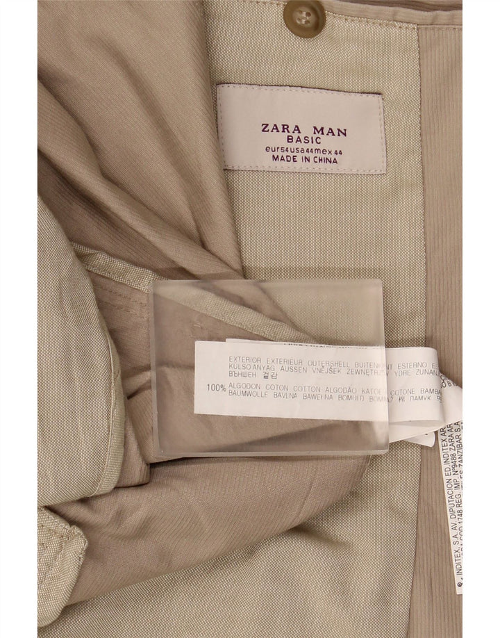 ZARA Herren 2-Knopf-Blazerjacke EU 54 XL Beige Baumwolle
