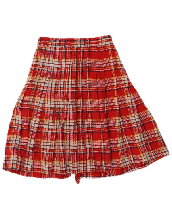 Gonna a portafoglio a pieghe vintage da donna W24 XS scozzese rossa