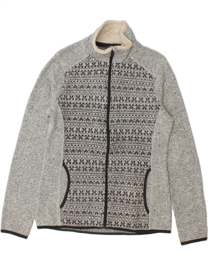 EDDIE BAUER Womens Tracksuit Top Jacket UK 12 Medium Grey Fair Isle Vintage Eddie Bauer and Second-Hand Eddie Bauer from Messina Hembry 