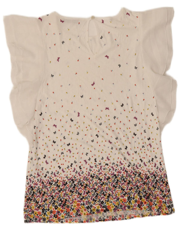 Oasis Womens Blouse Top UK 10 Small White Floral Viscose Butterfly