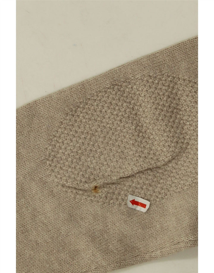 Massimo Dutti Mens Shawl Neck Jumper Sweater Large Beige Cotton
