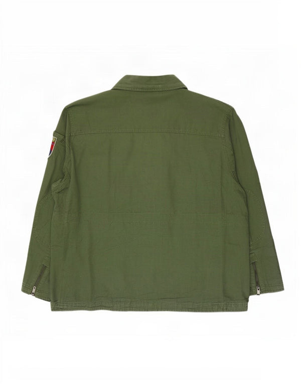 Vintage Herren-Militär-Utility-Jacke mit Kapuze, UK 48 4XL, grüne Baumwolle