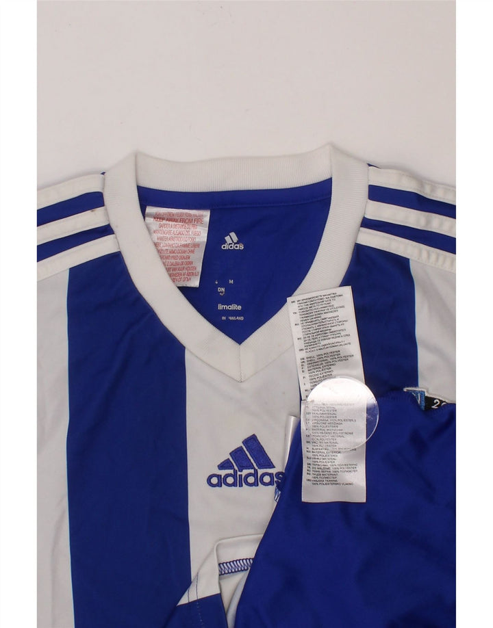 ADIDAS Boys Climalite Graphic Top Long Sleeve 9-10 Years Medium Blue Vintage Adidas and Second-Hand Adidas from Messina Hembry 