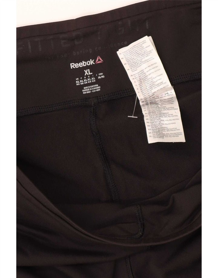 Reebok Dame Leggings UK 20/22 XL Sort Polyester