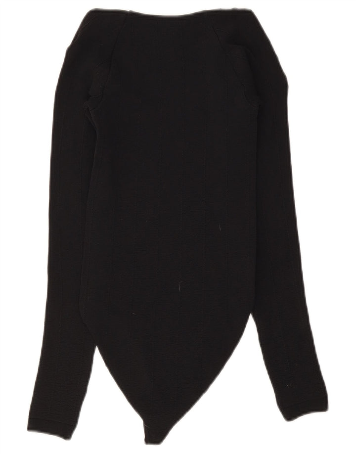 Zara Womens Long Sleeve Bodysuit UK 4 XS Black Polyamide