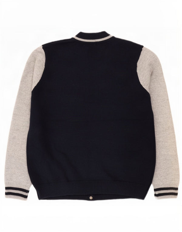 Maglione cardigan grafico da uomo Rifle XL in lana color block blu navy