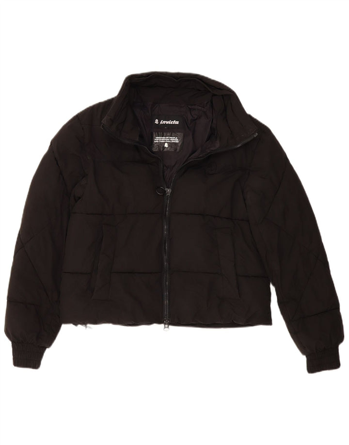 Invicta Womens Crop Oversized Wattierte Jacke UK 6 XS Schwarz Polyamid