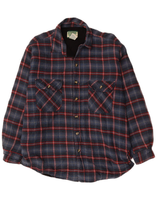 Ozark Trail Mens Lumberjack Flannel Shirt Large Blue Plaid Cotton