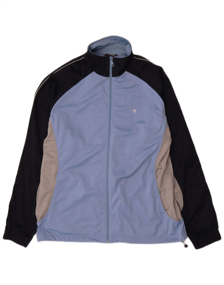 Diadora Mens Tracksuit Top Jacket 2XL Blue Colourblock Polyester