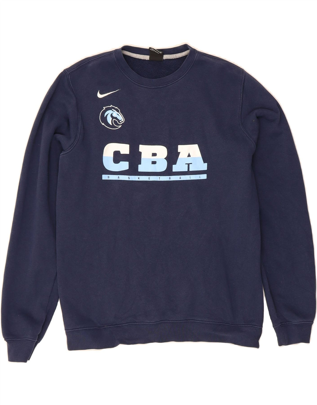 NIKE Mens Graphic Sweatshirt Jumper Small Navy Blue Cotton Vintage Nike and Second-Hand Nike from Messina Hembry 