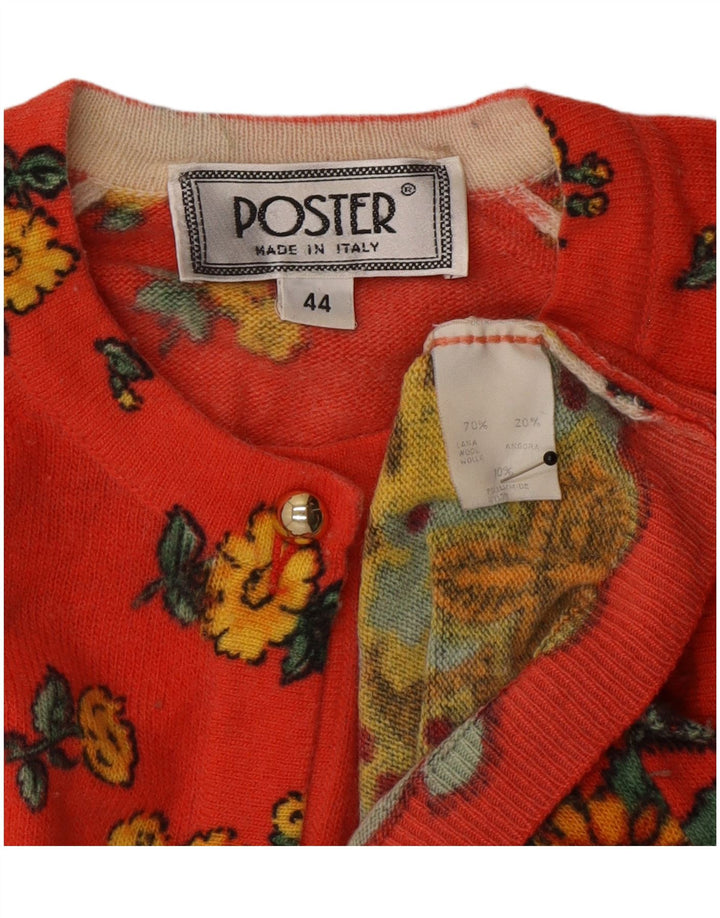 Vintage Womens Cardigan Sweater IT 44 Medium Red Floral