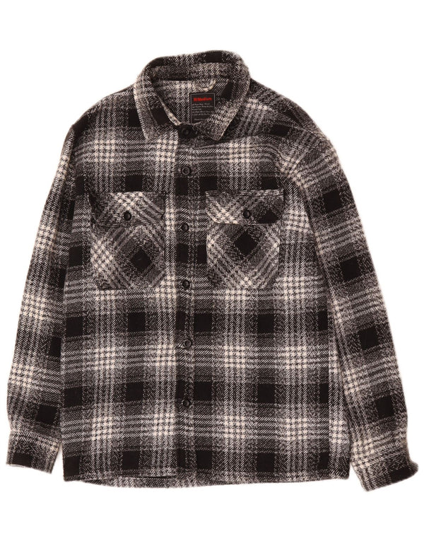 Vintage Herren Overshirt Flanellhemd Medium Schwarz Karo Baumwolle