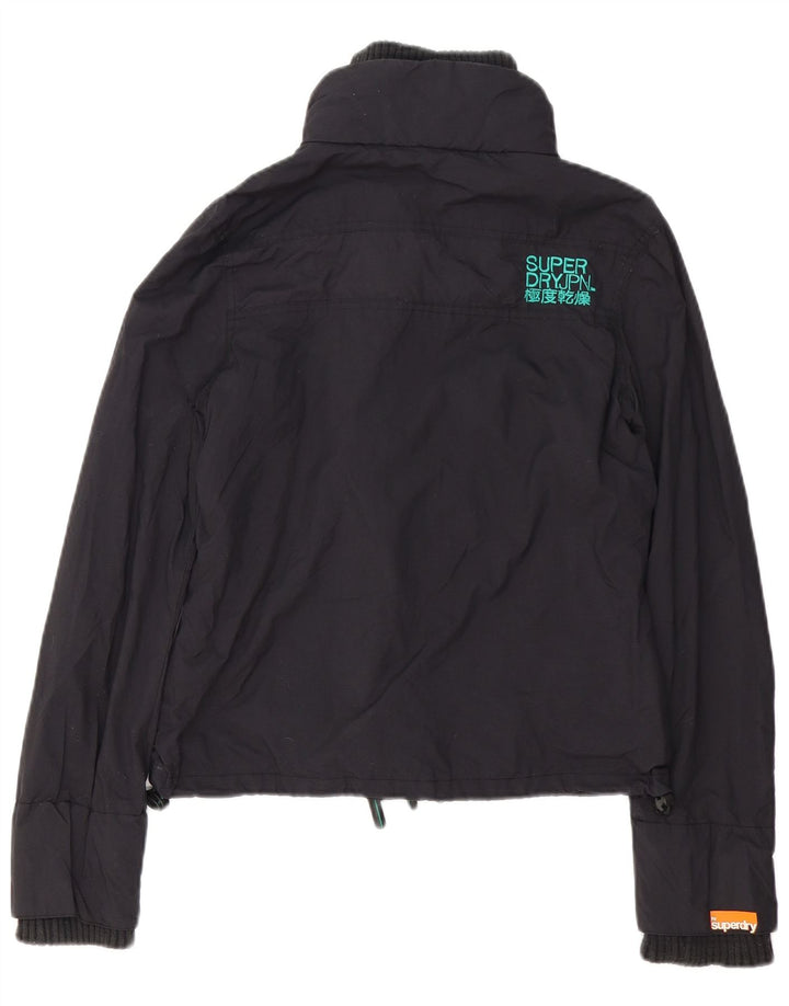 Superdry Graphic Windbreaker Jacket UK 10 Small Black Polyester