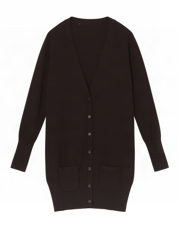 Zara Womens Longline Cardigan Sweater UK 12 Medium Black Bomuld