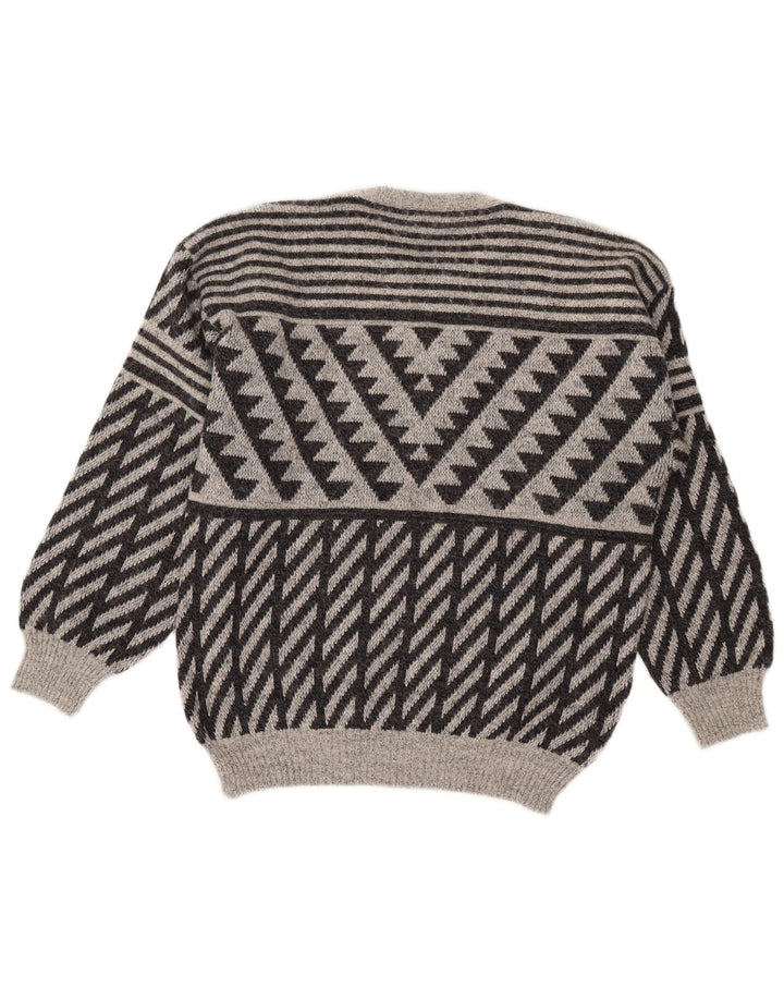 Mapier Mens Crew Neck Jumper Sweater Small Grey Geometric