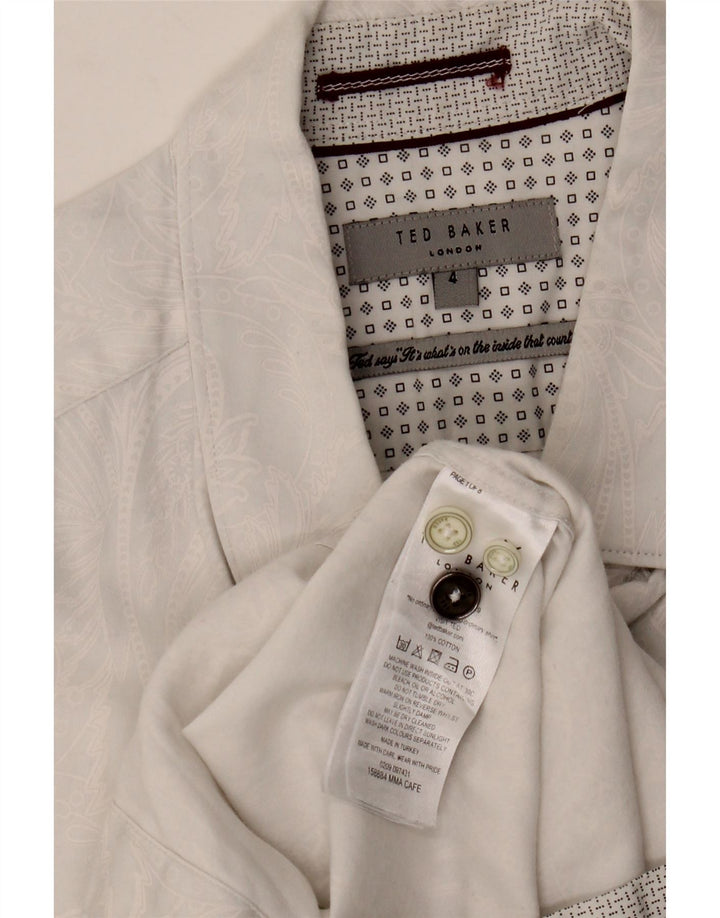 Ted Baker Herreskjorte str. 4 Large White Paisley Cotton