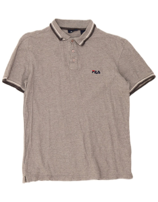 Fila Mens Polo Shirt Small Grey Striped