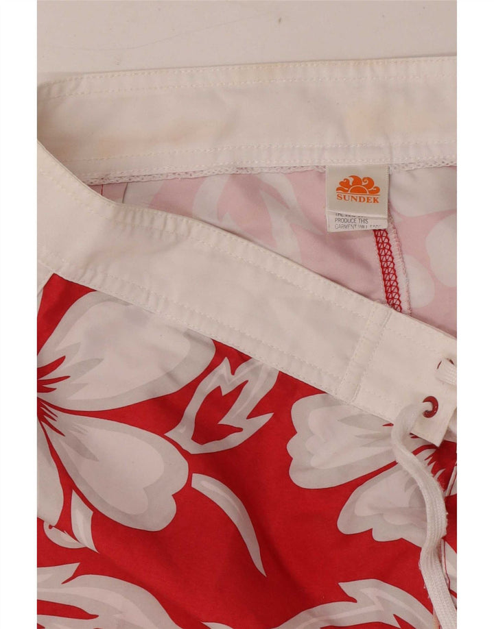 Sundek Mens Swimming Shorts Medium Red Floral Polyester