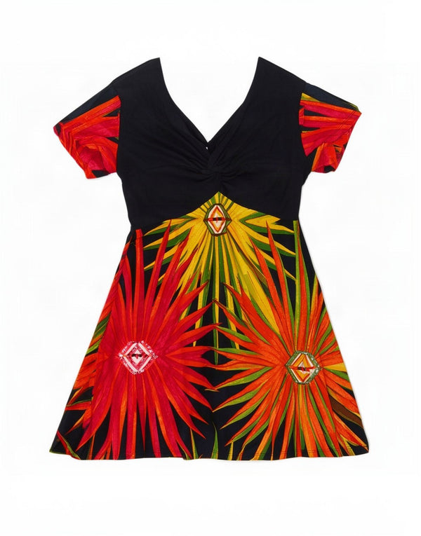 Desigual Robe trapèze graphique pour femme UK 20 2XL Coton floral noir