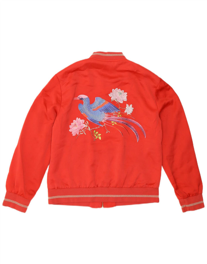 Ted Baker Womens Bomber Jacket UK 12 Medium Red Floral Polyester