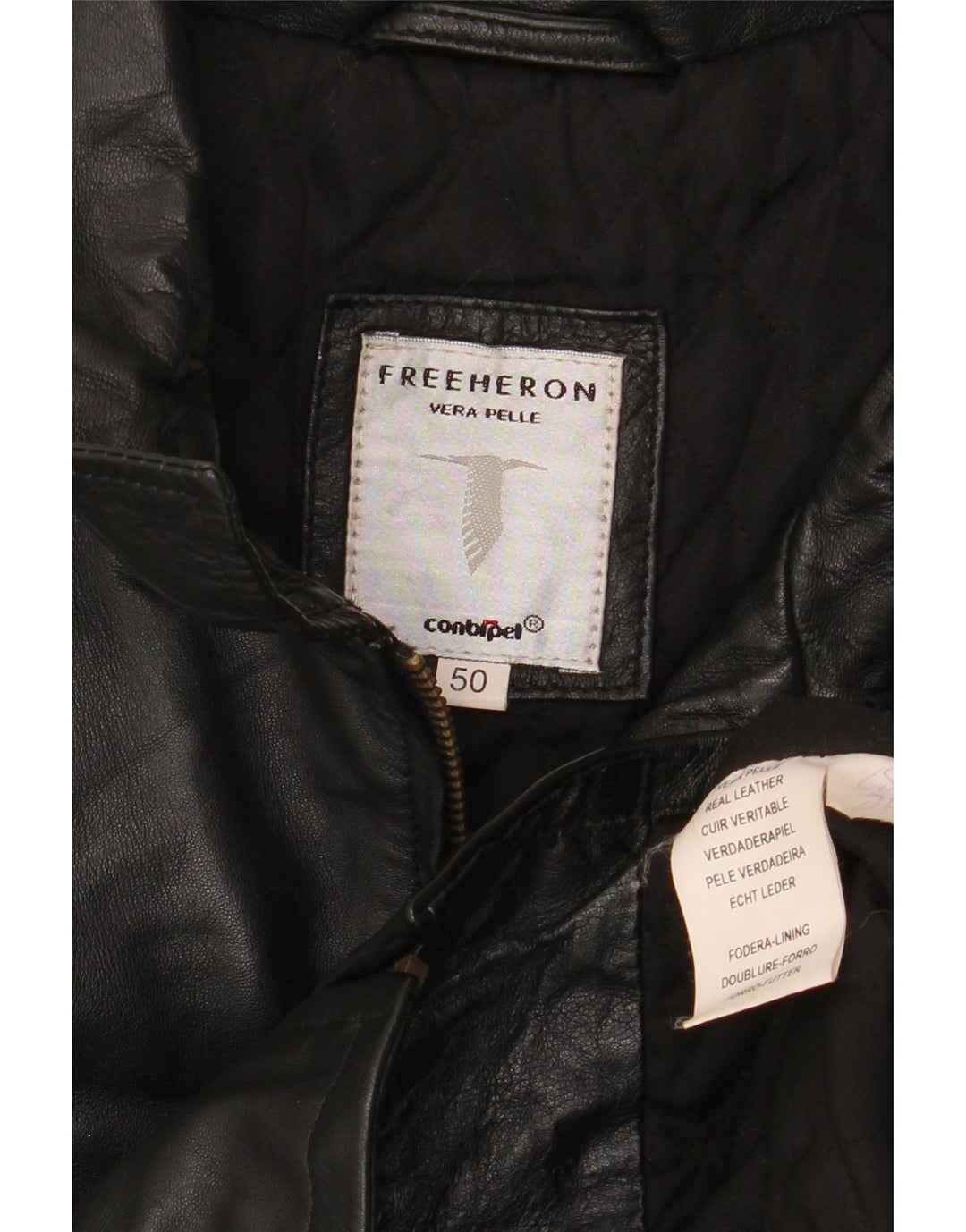 CONBIPEL Chaqueta de cuero Free Heron para hombre IT 50 Cuero negro grande