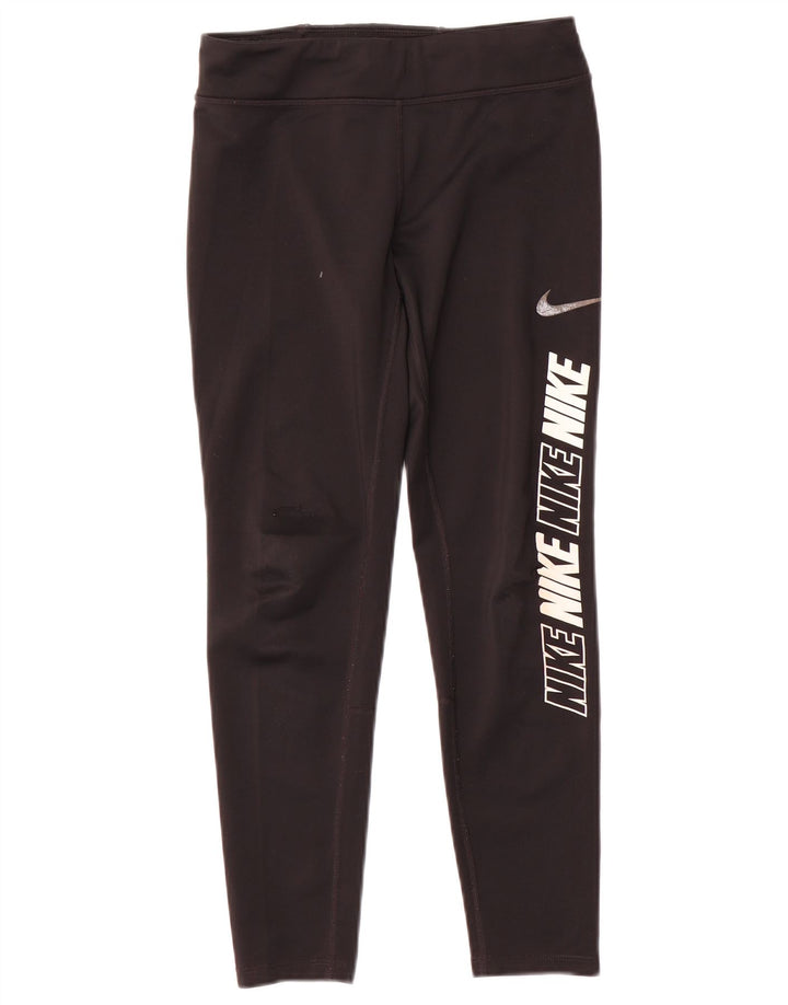 Dziewczęce legginsy z grafiką Nike 10-11 lat, średni czarny poliester