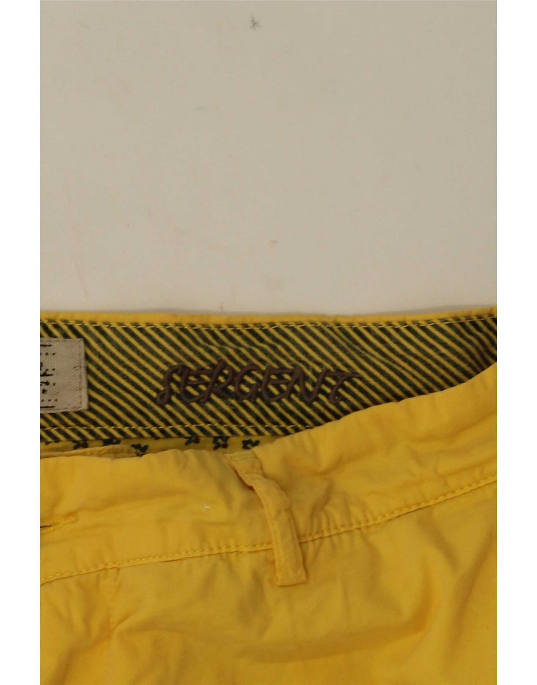 40Weft Mens Chino Shorts W36 Large  Yellow Cotton