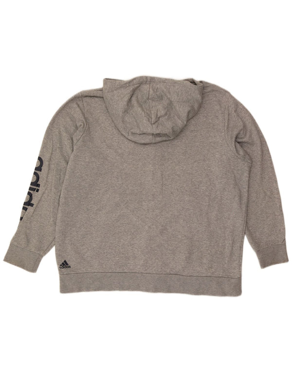 Adidas - Sudadera con capucha para hombre con cremallera gráfica, talla 2XL, color gris moteado