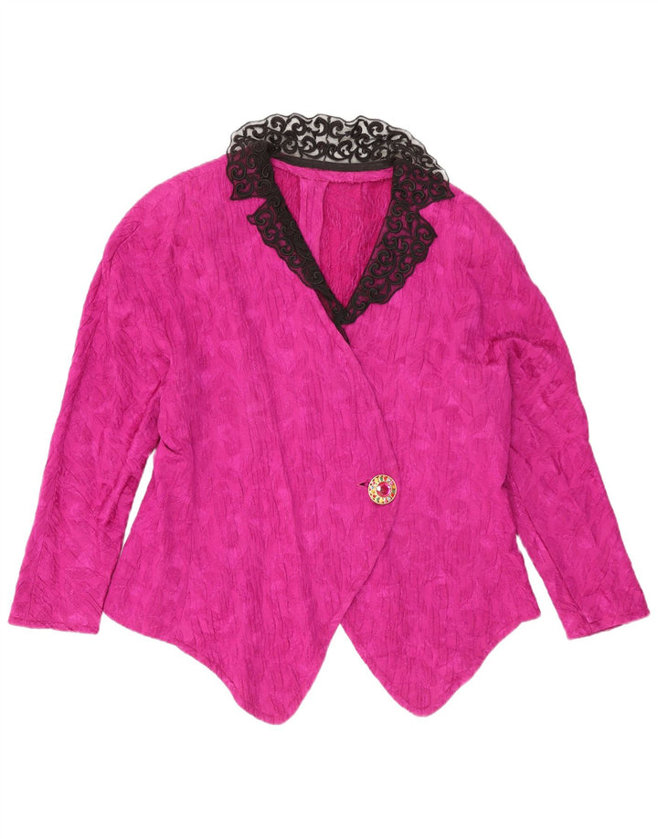 Blazer Vintage pentru femei cu 1 nasture, UK 16, mare, roz