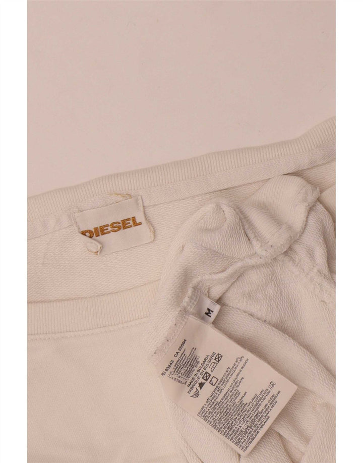 Diesel Womens Oversized Sweatshirt Jumper UK 14 Medium White Cotton