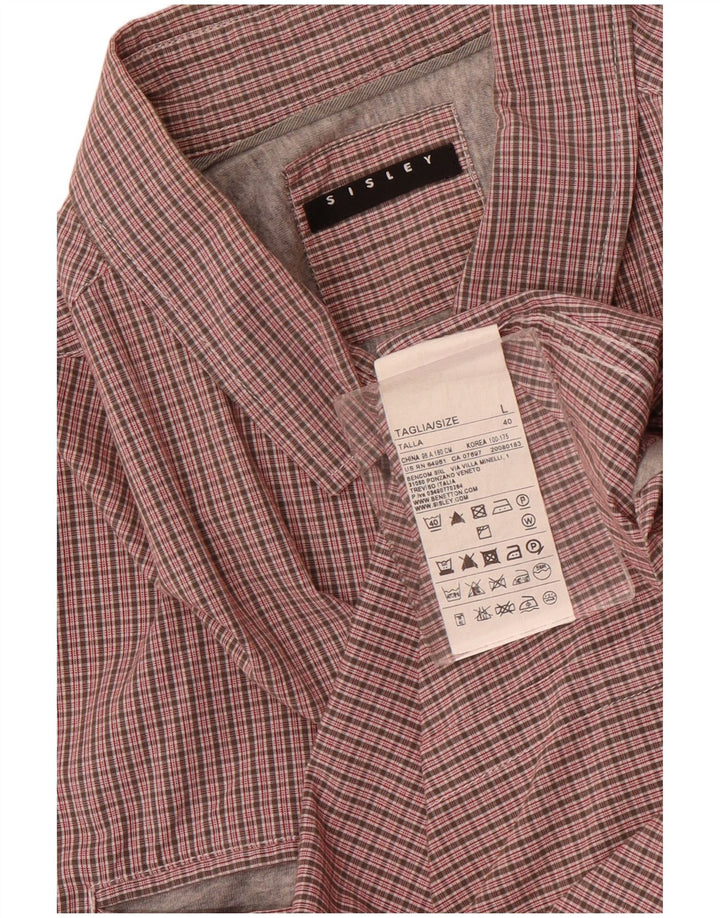 Sisley Mens Short Sleeve Shirt Large Red Check Cotton