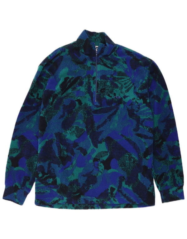 Fila Mens Abstract Pattern Fleece Jumper IT 48 Medium Blue Colourblock