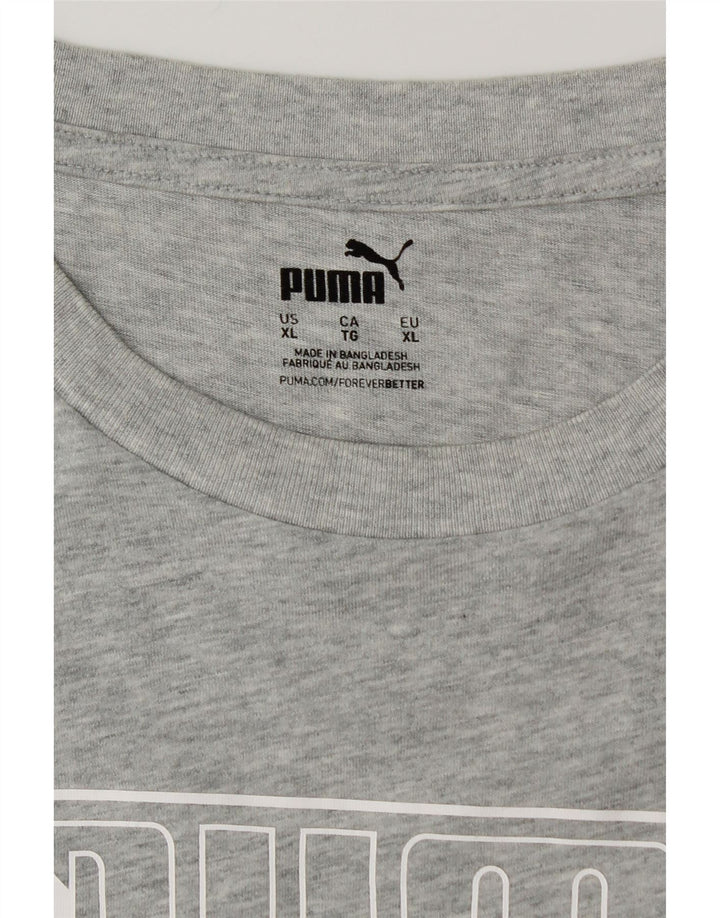 PUMA Mens Graphic T-Shirt Top XL Grey Flecked