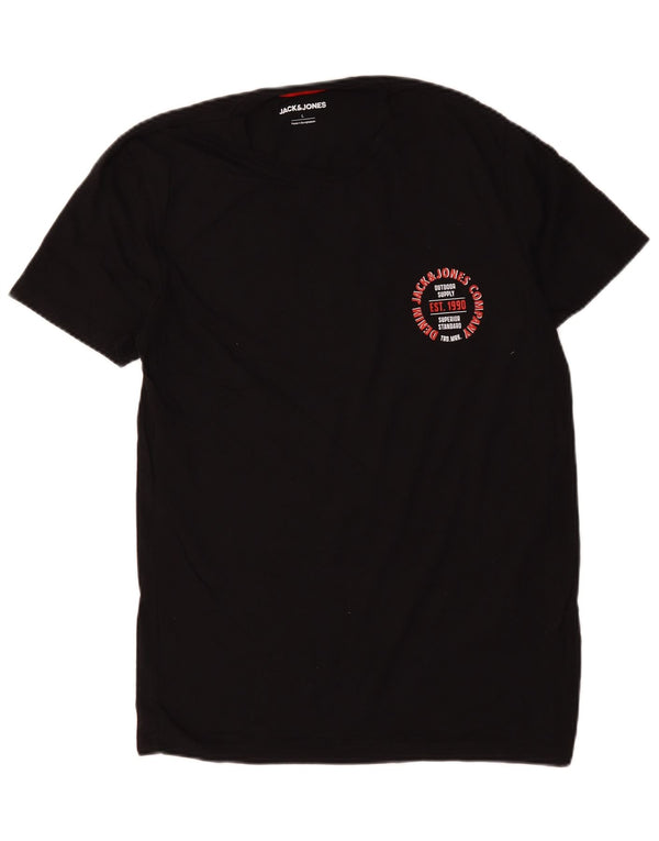 Jack & Jones Mens Graphic T-Shirt Top Large Black Cotton