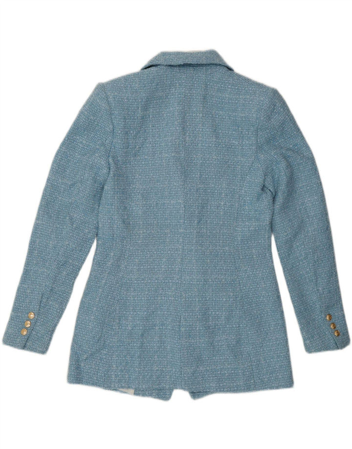 Zara Womens Double Breasted Blazer Jacket UK 14 Medium Blue Check Polyester