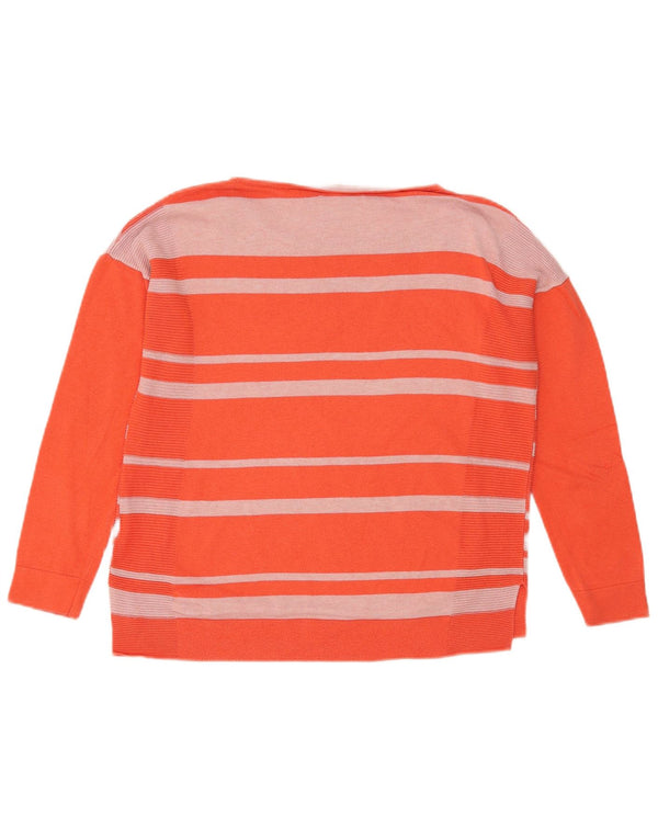 White Stuff Dame Boat Neck Jumper Sweater UK 10 Small Orange Striped