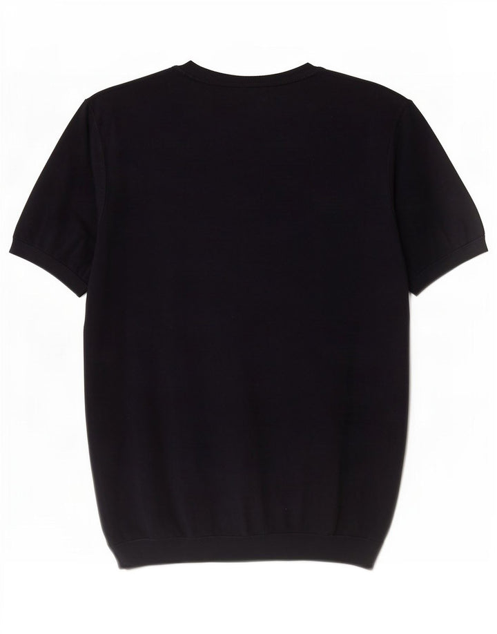 Zara Mens Short Sleeve Crew Neck Jumper Sweater Medium Navy Blue
