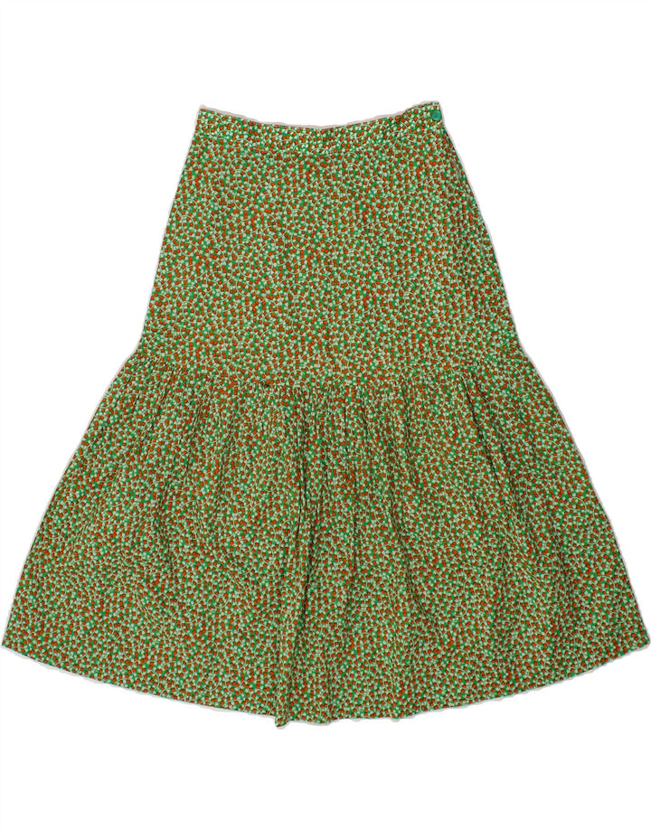 VINTAGE Womens Abstract Pattern Tiered Skirt W24 XS Green Vintage Vintage and Second-Hand Vintage from Messina Hembry 