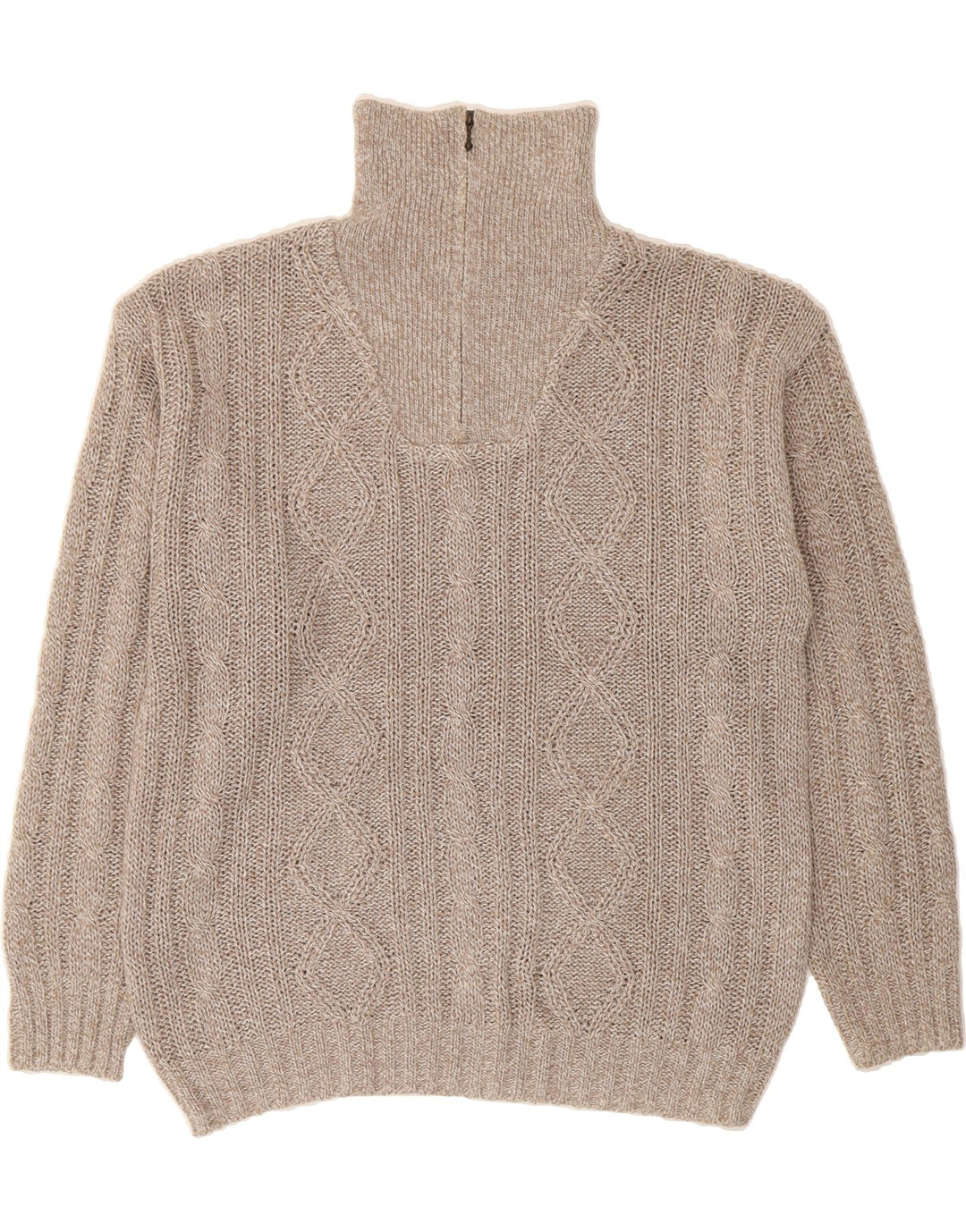 VINTAGE Mens Zip Neck Jumper Sweater IT 52 Large Grey Polyacrylic Vintage Vintage and Second-Hand Vintage from Messina Hembry 