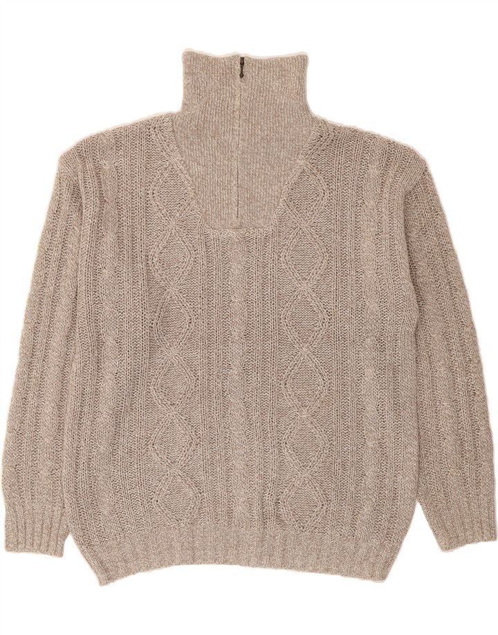 VINTAGE Mens Zip Neck Jumper Sweater IT 52 Large Grey Polyacrylic Vintage Vintage and Second-Hand Vintage from Messina Hembry 