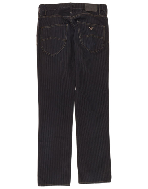 Armani Jeans Мужские прямые повседневные брюки W32 L34 Темно-синие полосатые хлопковые брюки