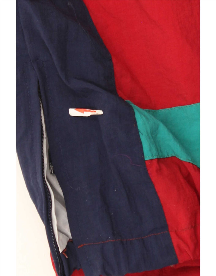 Vintage Damen Parka Jacke UK 14 Groß Rot Farbblock
