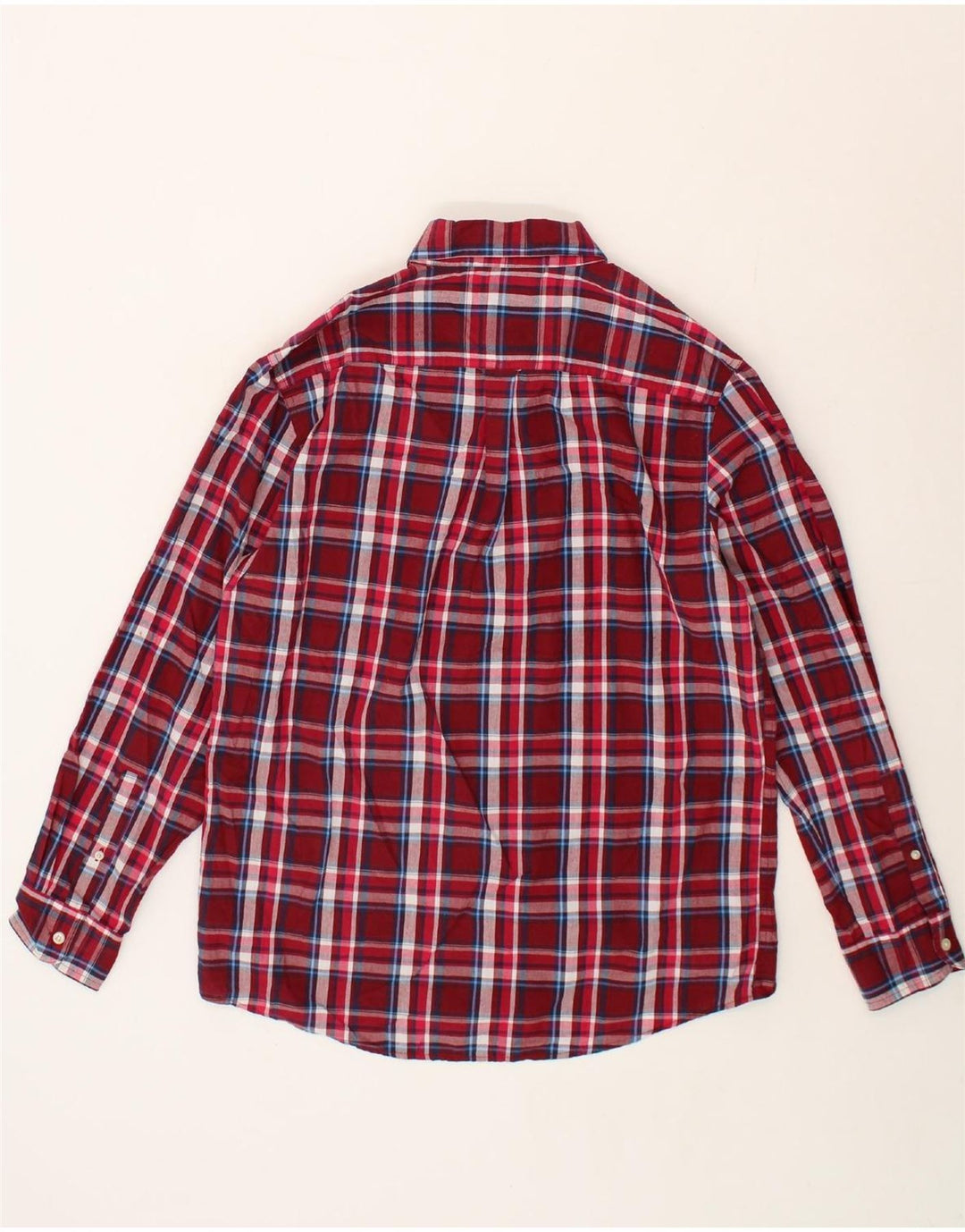 CHAPS Mens Shirt Medium Maroon Check Cotton Vintage Chaps and Second-Hand Chaps from Messina Hembry 