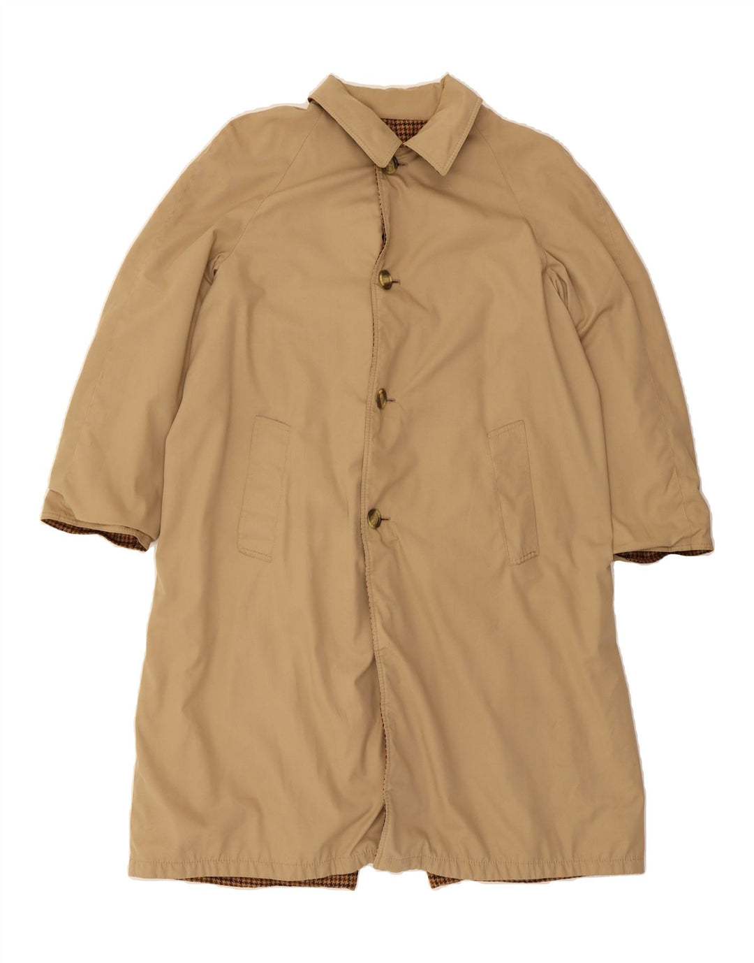 TREND IN TREVIRA Mens Reversible Overcoat UK 38 Medium Beige Polyester