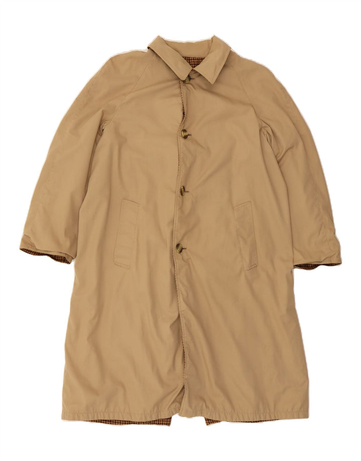 TREND IN TREVIRA Mens Reversible Overcoat UK 38 Medium Beige Polyester