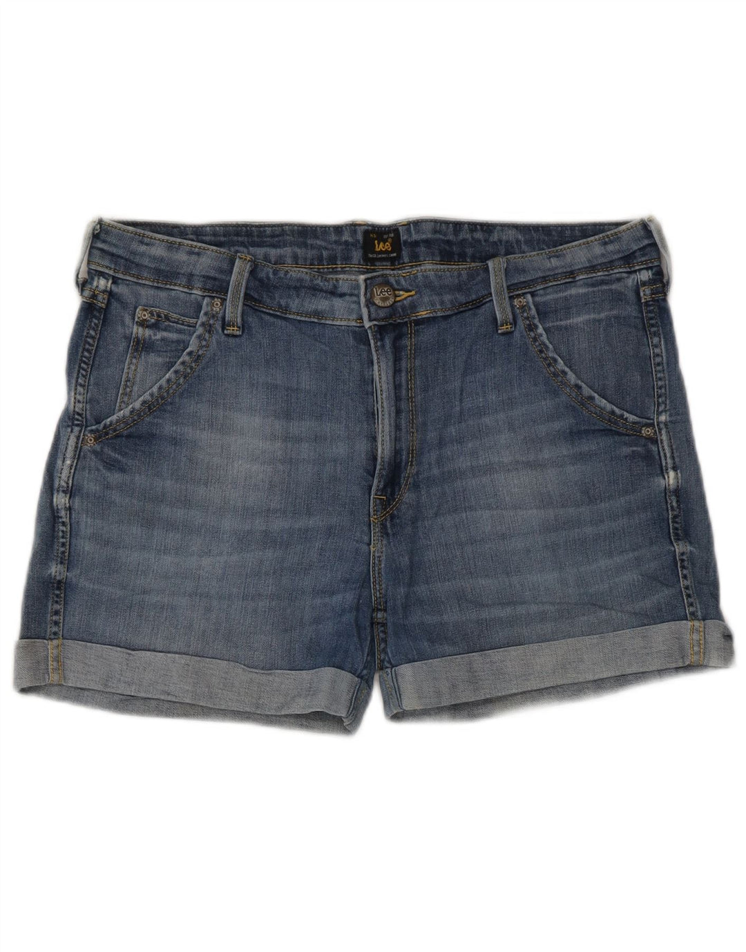 LEE Womens Logger Denim Shorts W31 Medium Blue Cotton