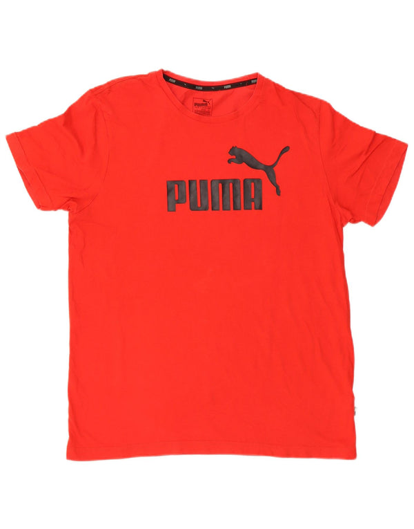 Puma Homme Graphic T-Shirt Top Large Rouge Coton