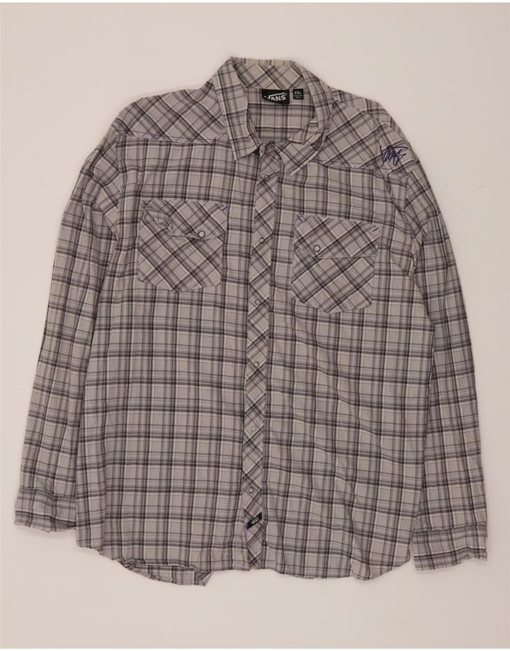 Camicia da uomo Vans 2XL in cotone a quadri grigi